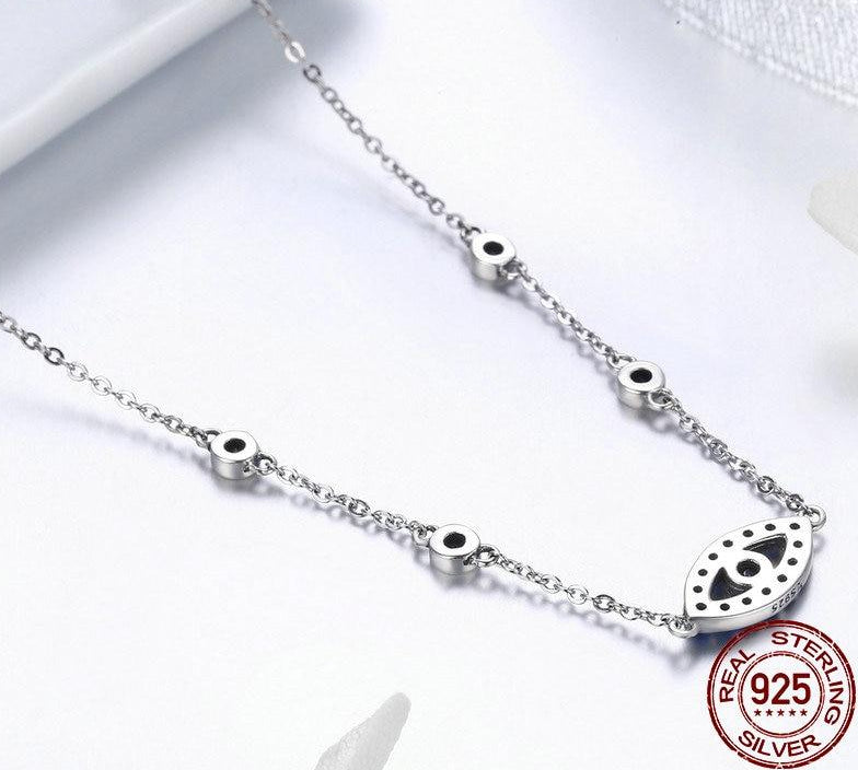 Sterling Silver Evil Eye Necklace – Binolusso